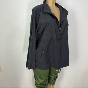 Eileen fisher gray nylon cotton Women's Black Quarter-Zip raining Jacket med